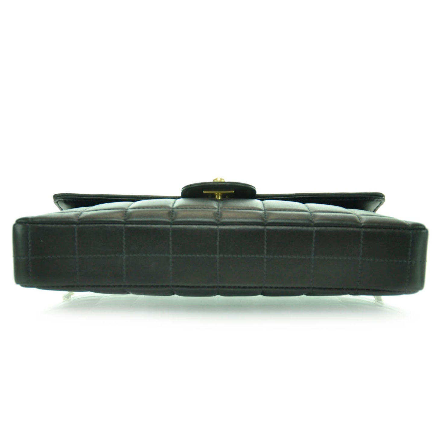 Lambskin East West Chocolate Bar Flap Black