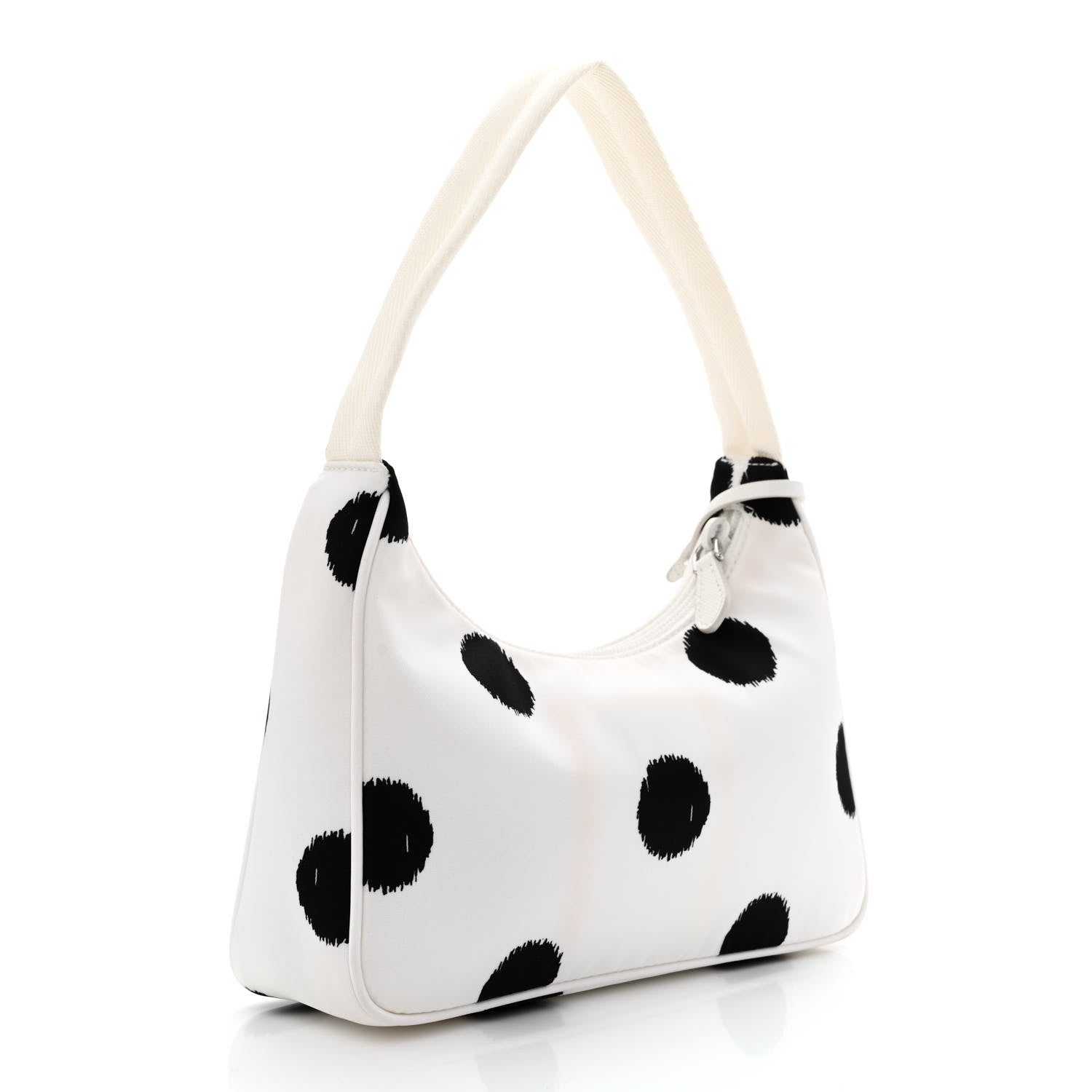 Prada Tessuto Nylon Polka-Dot Mini Re-Edition 2000 Bag White Black 3 of 13