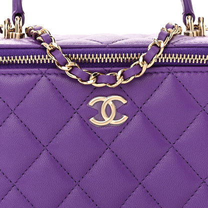 Chanel Lambskin Quilted Small Top Handle Vanity Case With Chain Purple 8 of 11