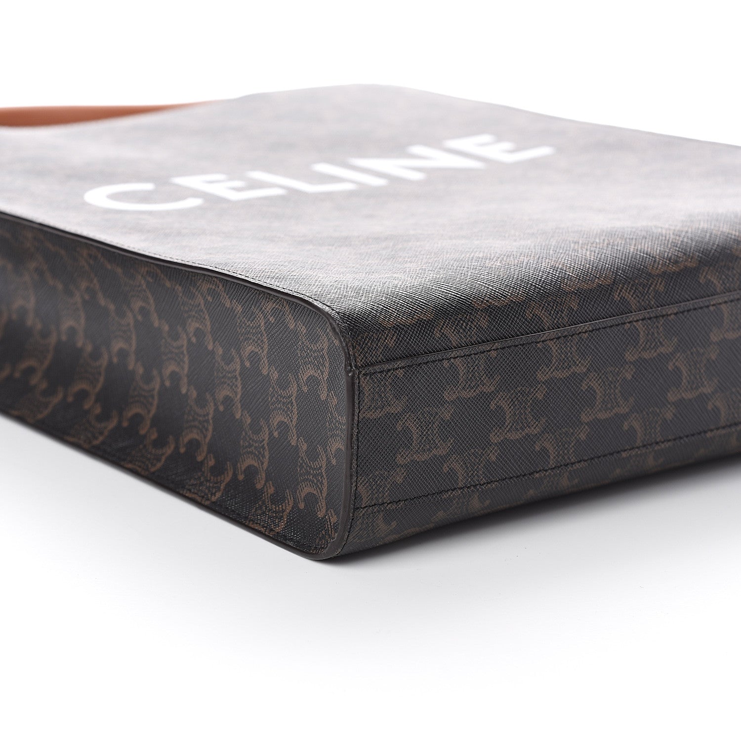 Celine Triomphe Canvas Calfskin Small Vertical Cabas Tan 7 of 8