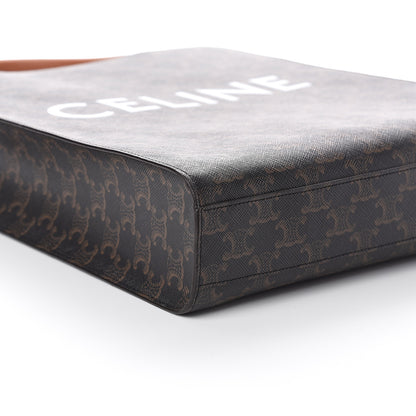 Celine Triomphe Canvas Calfskin Small Vertical Cabas Tan 7 of 8