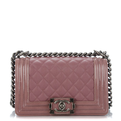Chanel Goatskin Quilted Patent Small Duo Boy Flap Pink 1 of 8