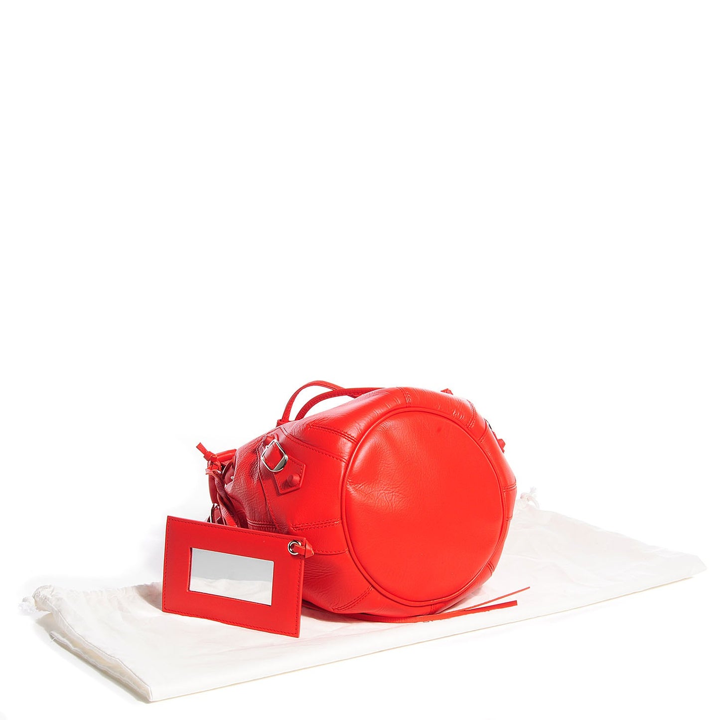 Matte Goatskin Rubber Covered Classic Hardware Mini Pompon Rouge Coquelicot Rouge Braise