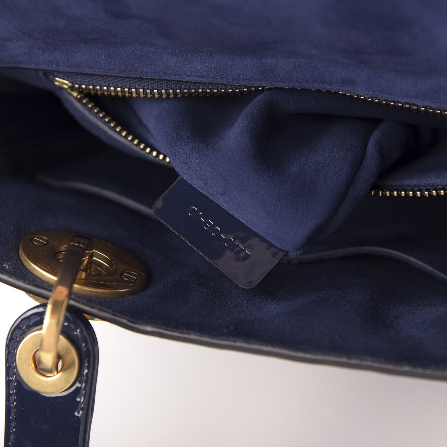 Patent Cannage Medium Lady Dior Navy Blue
