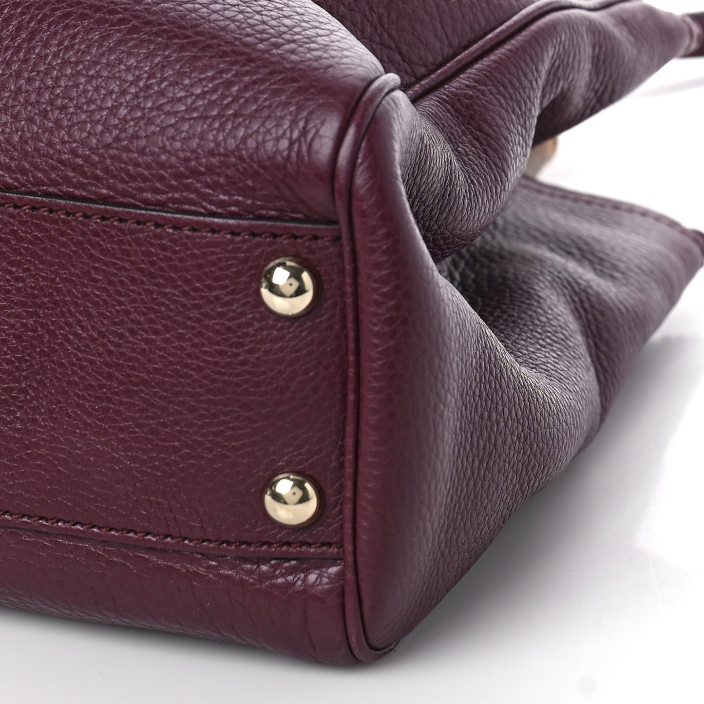 Calfskin Small Bamboo Shopper Tote Burgundy