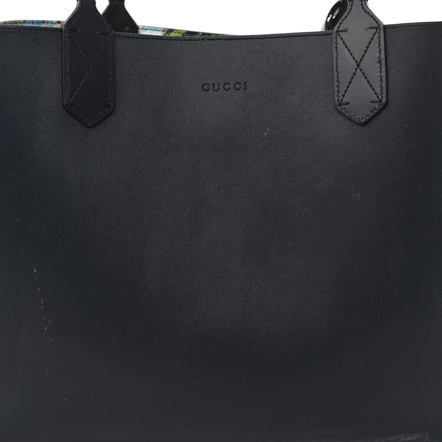 GG Supreme Monogram Blooms Medium Reversible Tote Beige Blue Navy