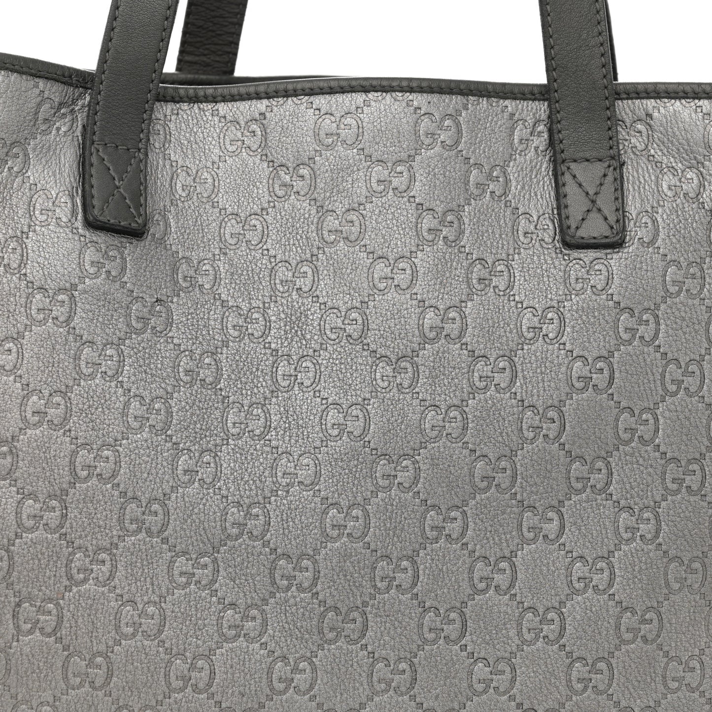 Metallic Guccissima Large Tote Dark Grey