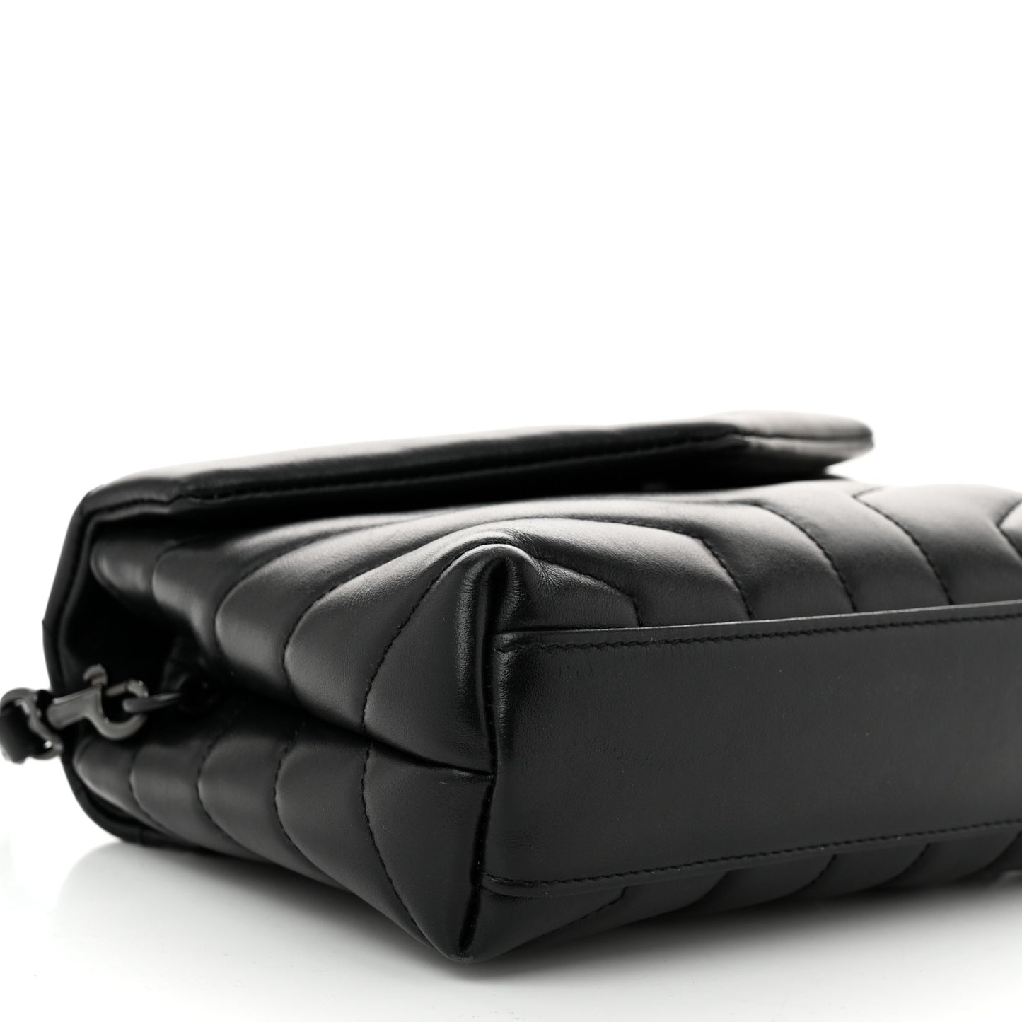 Calfskin Y Quilted Monogram Monochrome Toy Loulou Crossbody Bag Black