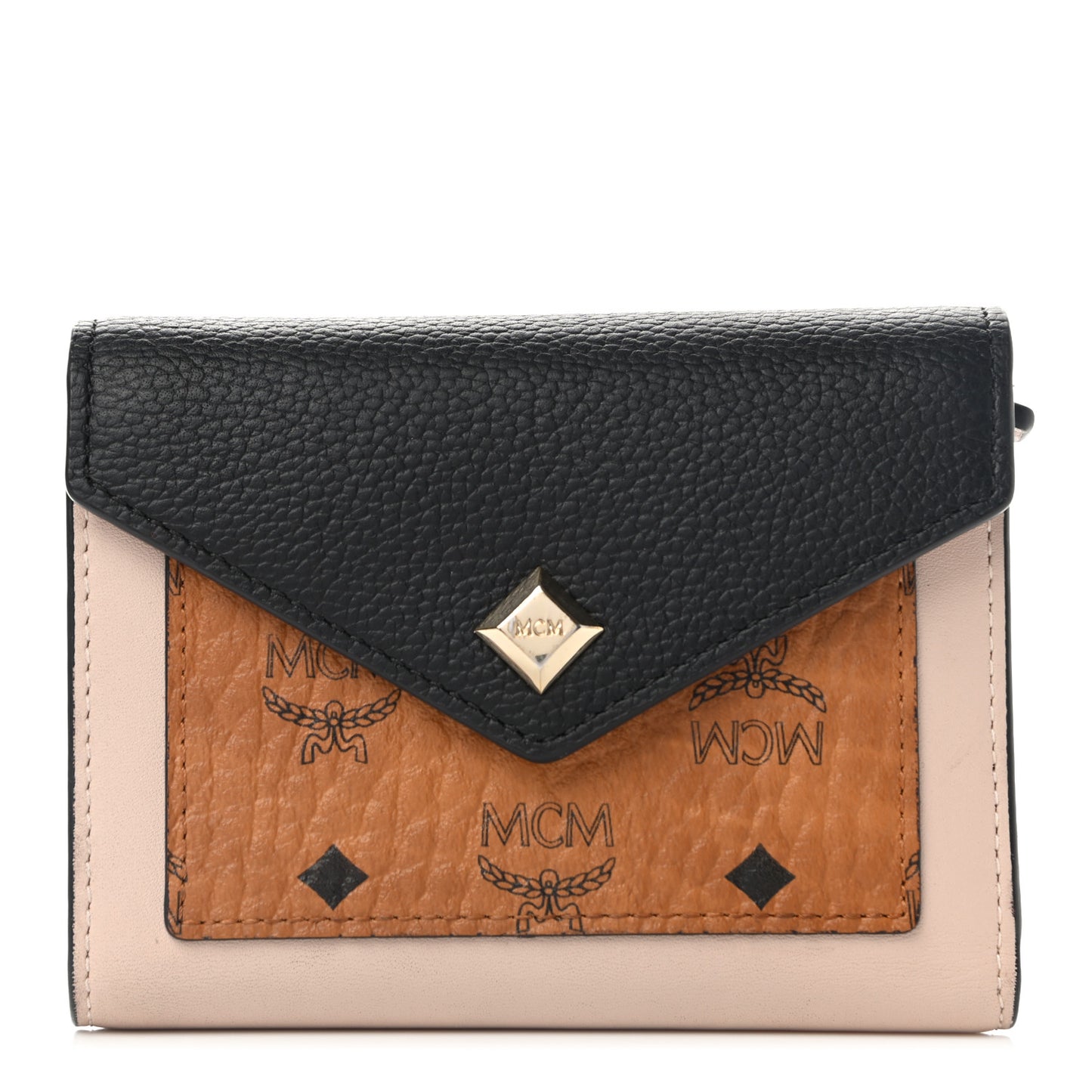 Visetos Mini Love Letter Flap Wallet Cognac Black White