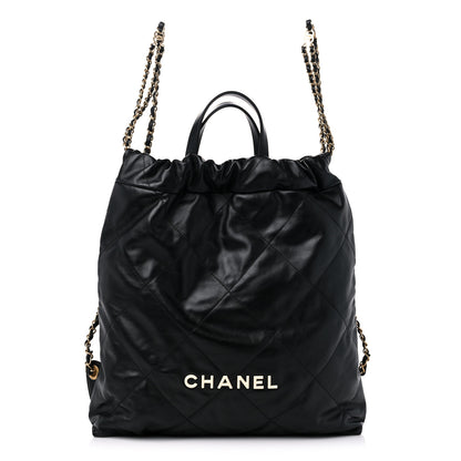 Chanel Shiny Calfskin Quilted Chanel 22 Backpack Black 1 of 11