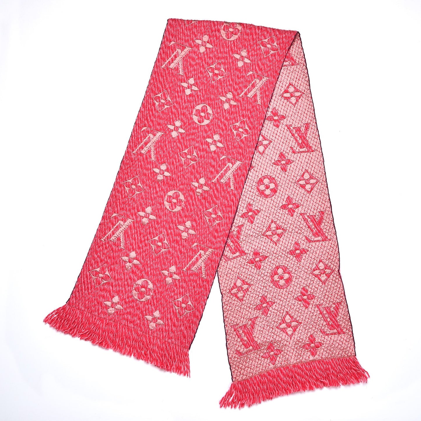 Wool Silk Logomania Mix Scarf Pink