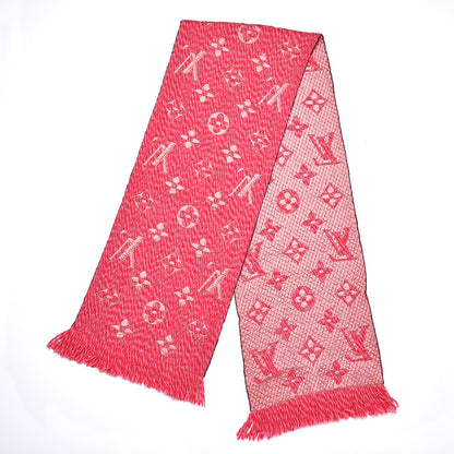 Louis Vuitton Wool Silk Logomania Mix Scarf Pink 3 of 5