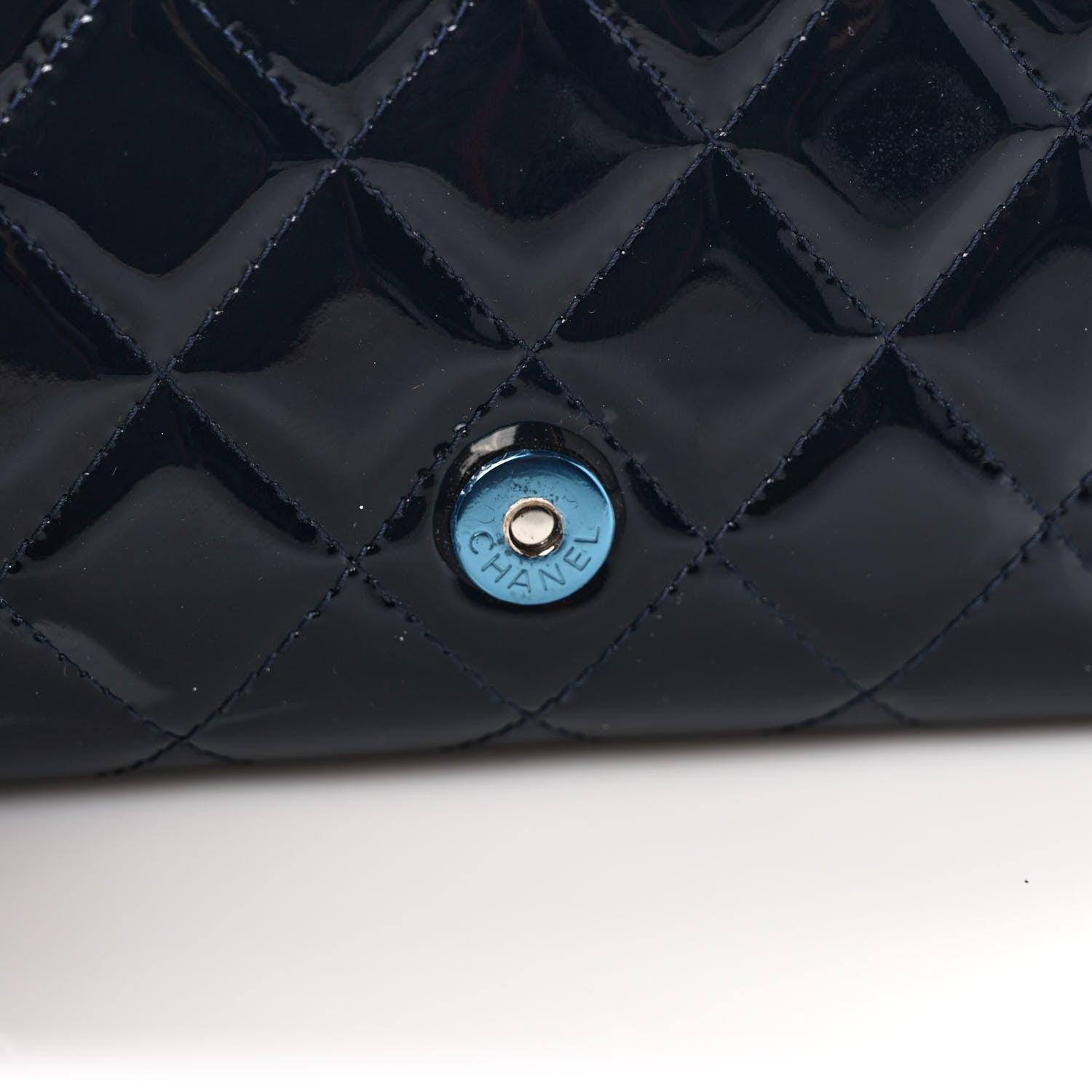 Chanel Patent Quilted Wallet On Removable Chain Navy Blue 7 of 9