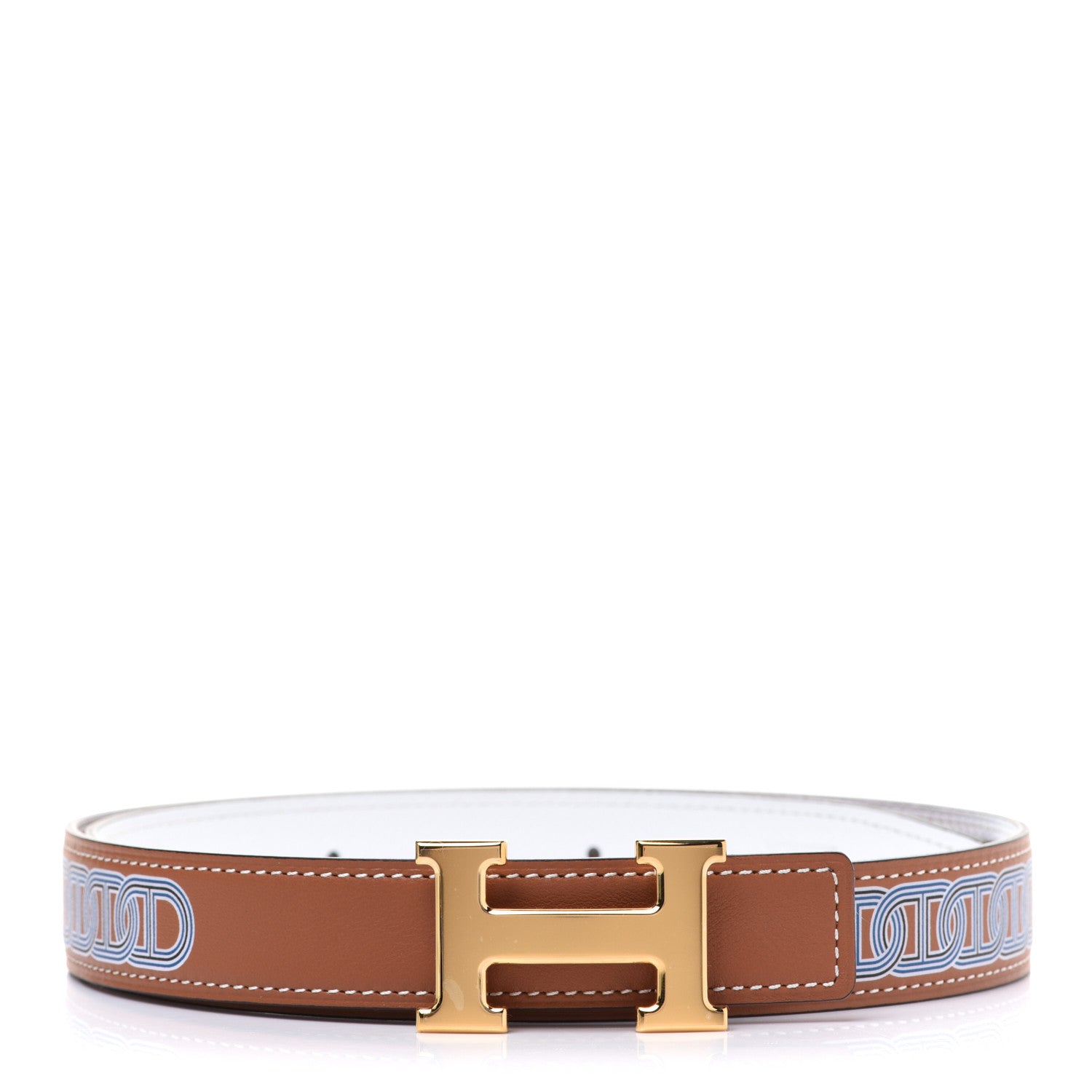 Hermes Swift Epsom Rivage 32mm H Belt 75 Gold White 1 of 8