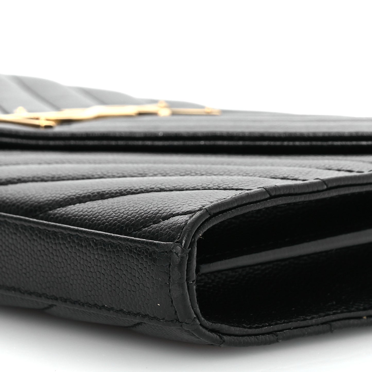 Grain De Poudre Matelasse Chevron Monogram Chain Wallet Black