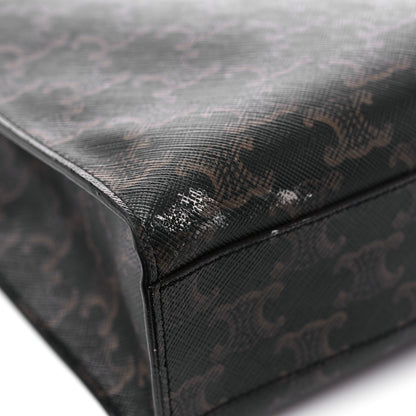 Celine Triomphe Canvas Calfskin Small Vertical Cabas Tan 9 of 9