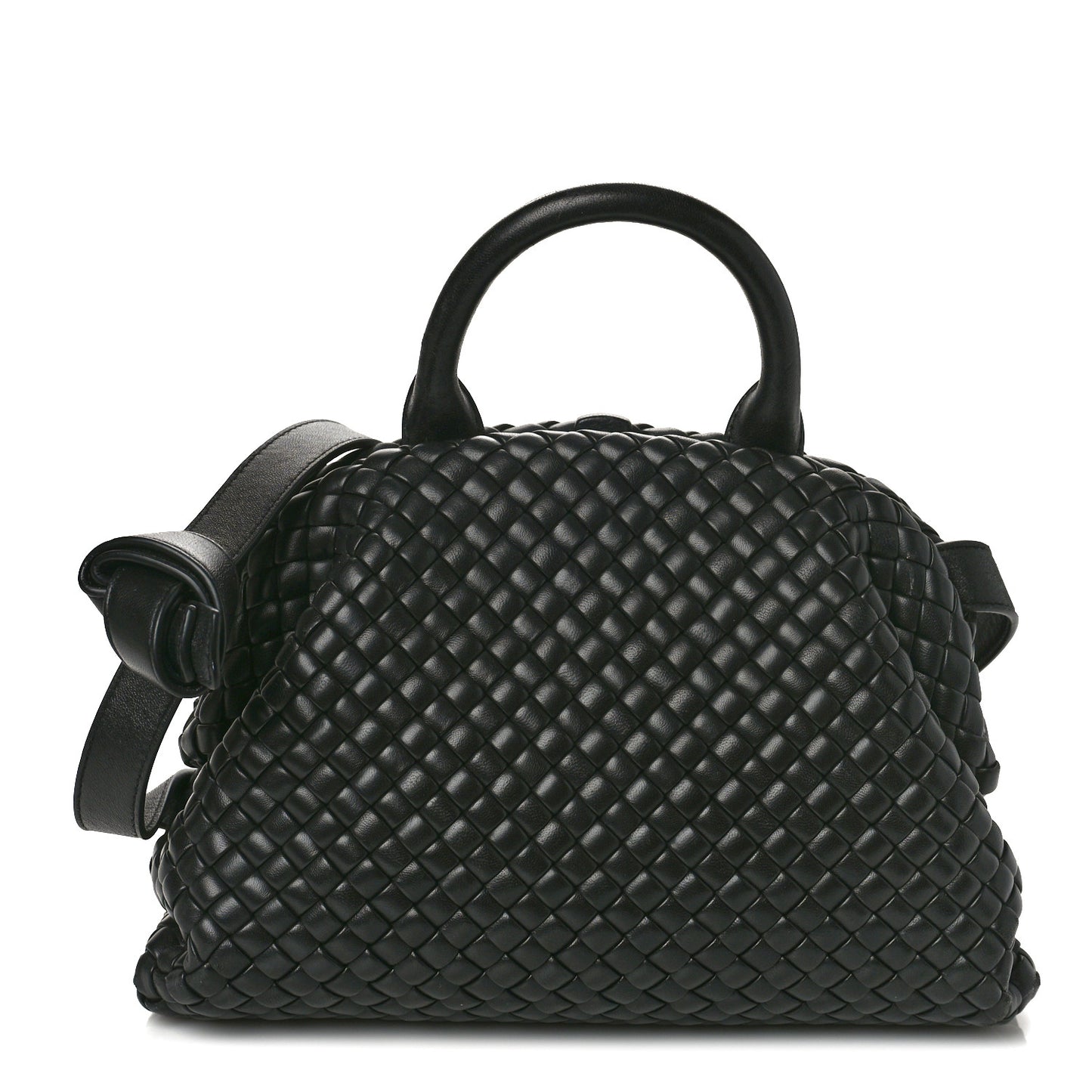 Nappa Intreccio Mini Padded Handle Bag Black