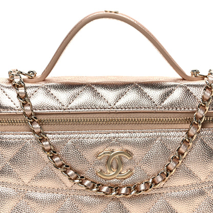 Chanel Metallic Caviar Quilted Trendy Handle Slim Vanity Copper 8 of 11