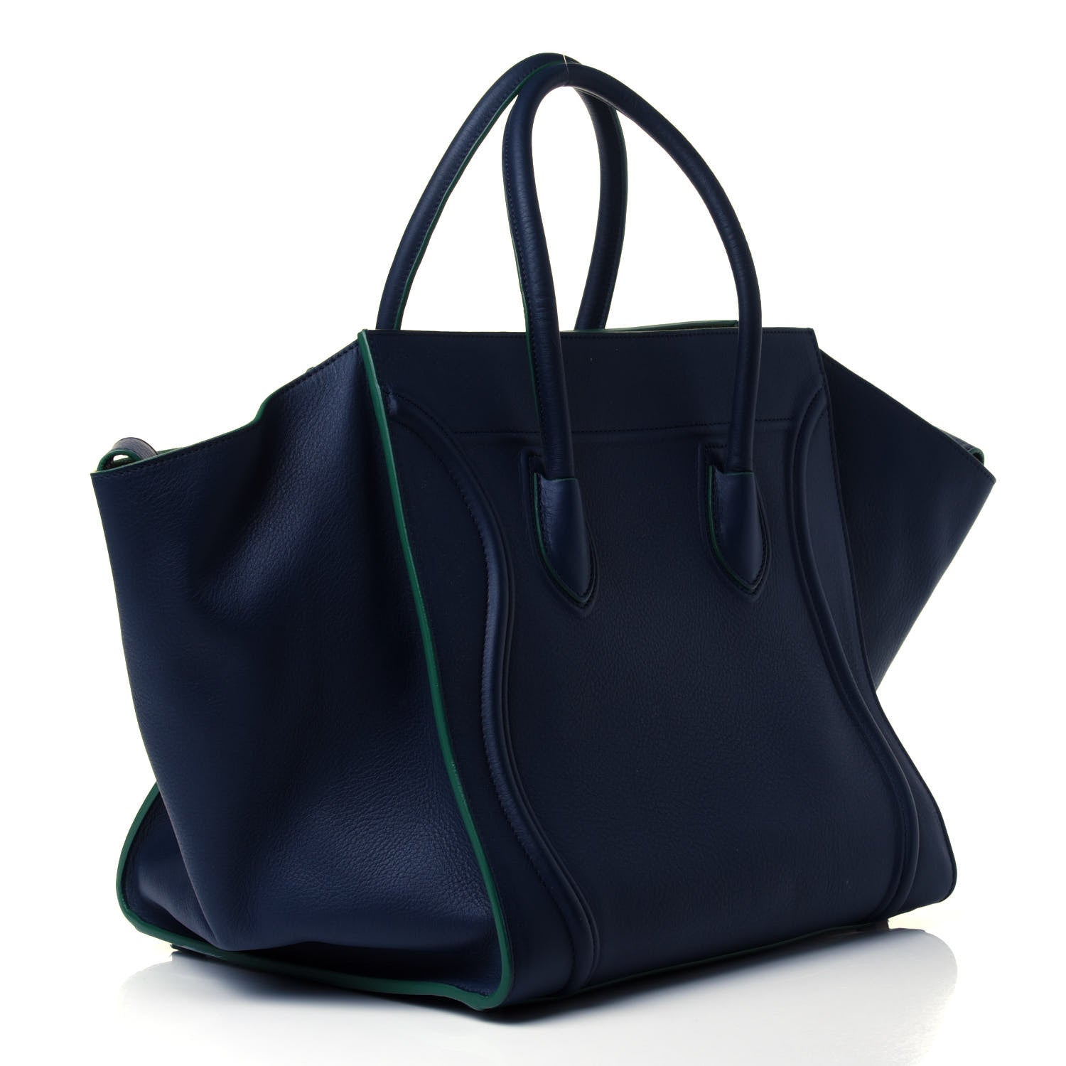 Celine Supple Calfskin Medium Phantom Luggage Navy Blue Green Trim 2 of 4
