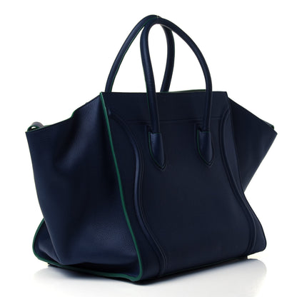 Celine Supple Calfskin Medium Phantom Luggage Navy Blue Green Trim 2 of 4