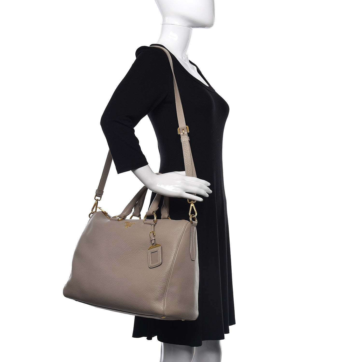 Prada Vitello Daino Bauletto Tote Pomice 2 of 17