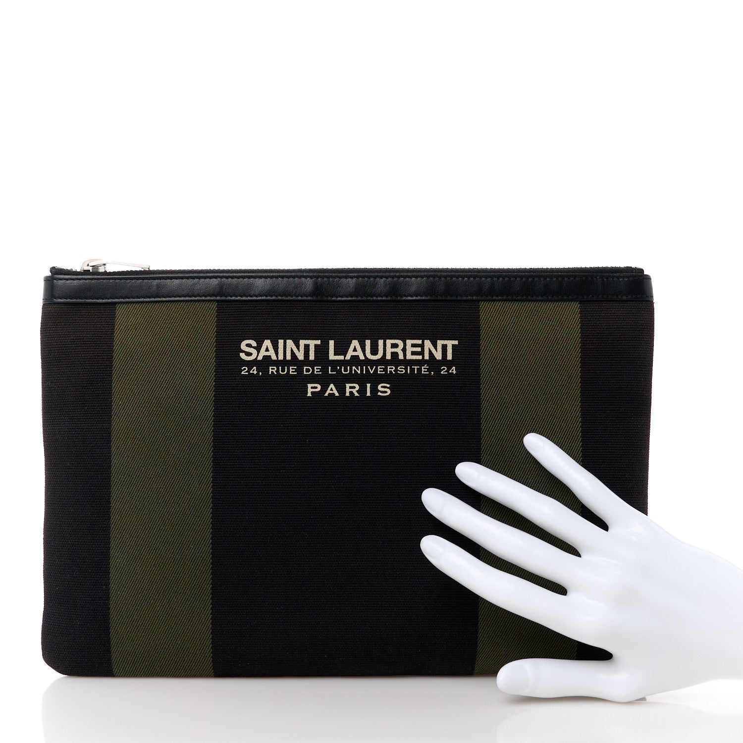 Saint Laurent Classic Cotton Canvas Monogram Pouch Black 2 of 9