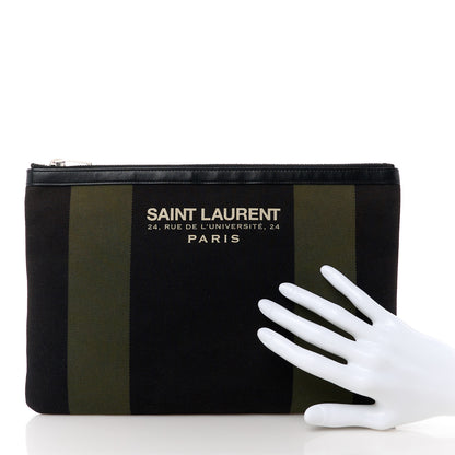 Saint Laurent Classic Cotton Canvas Monogram Pouch Black 2 of 9