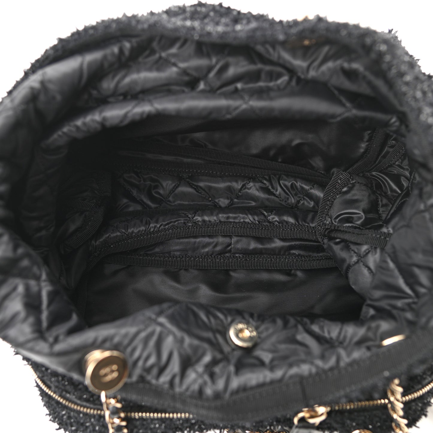 Tweed Coco Beach Convertible Flap Tote Black