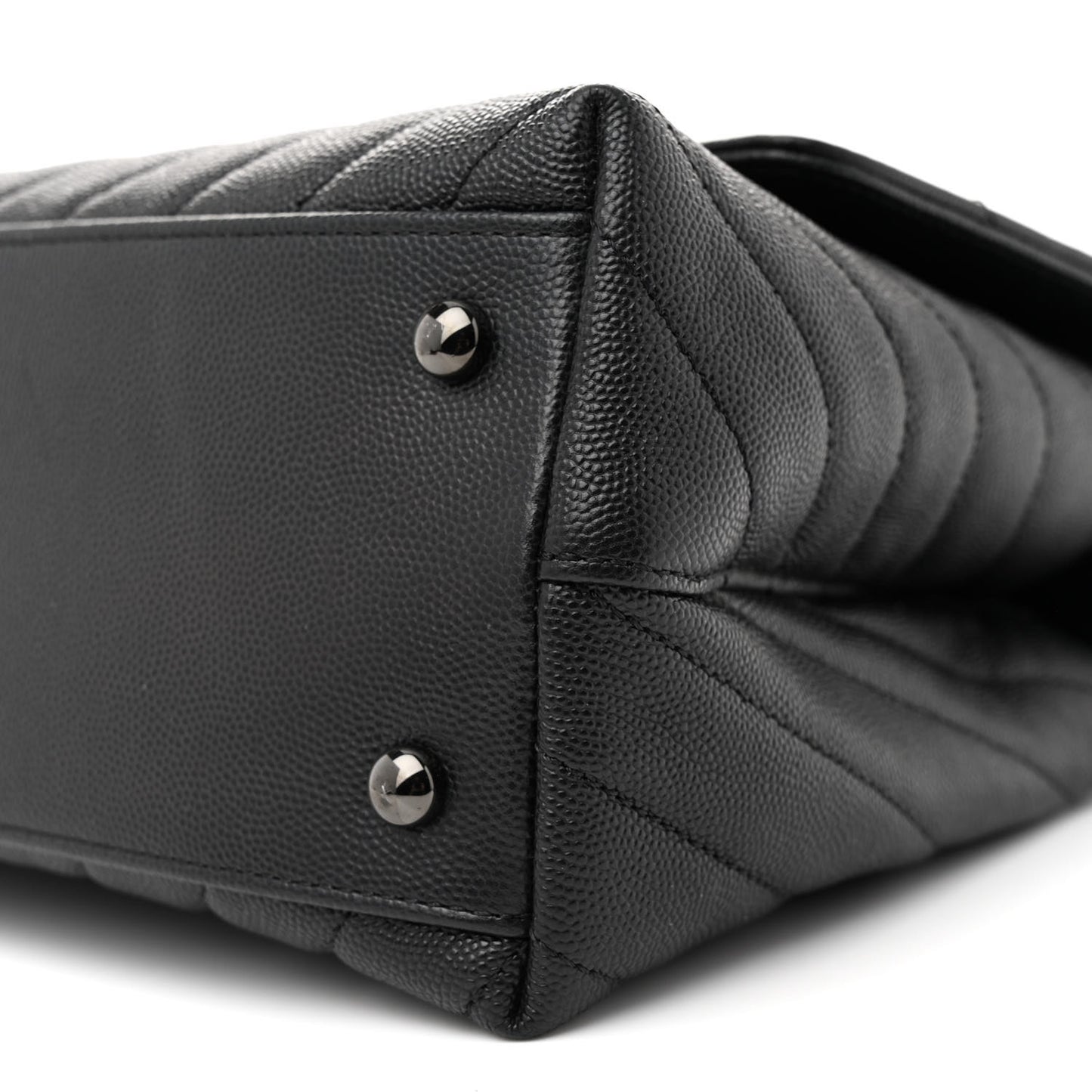 Caviar Chevron Quilted Small Coco Handle Flap So Black