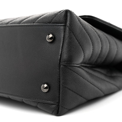 Chanel Caviar Chevron Quilted Small Coco Handle Flap So Black 10 of 11