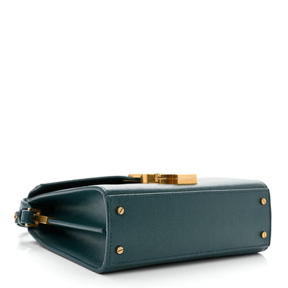 Saint Laurent Grain de Poudre Mini Classic Monogram Cassandra Top Handle Teal 4 of 11