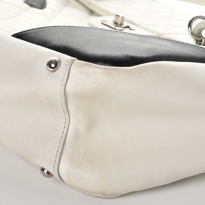 Chanel Calfskin Quilted Large Cambon Flap White Black 11 of 23
