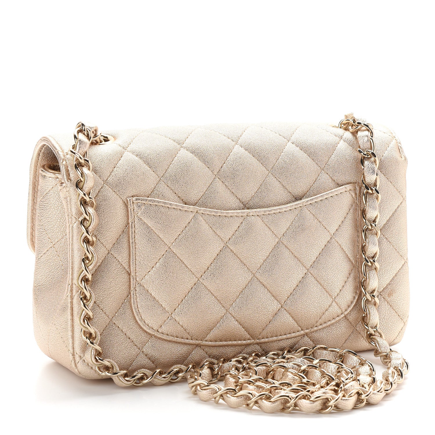 Chanel Metallic Lambskin Quilted Mini Rectangular Flap Gold 2 of 9