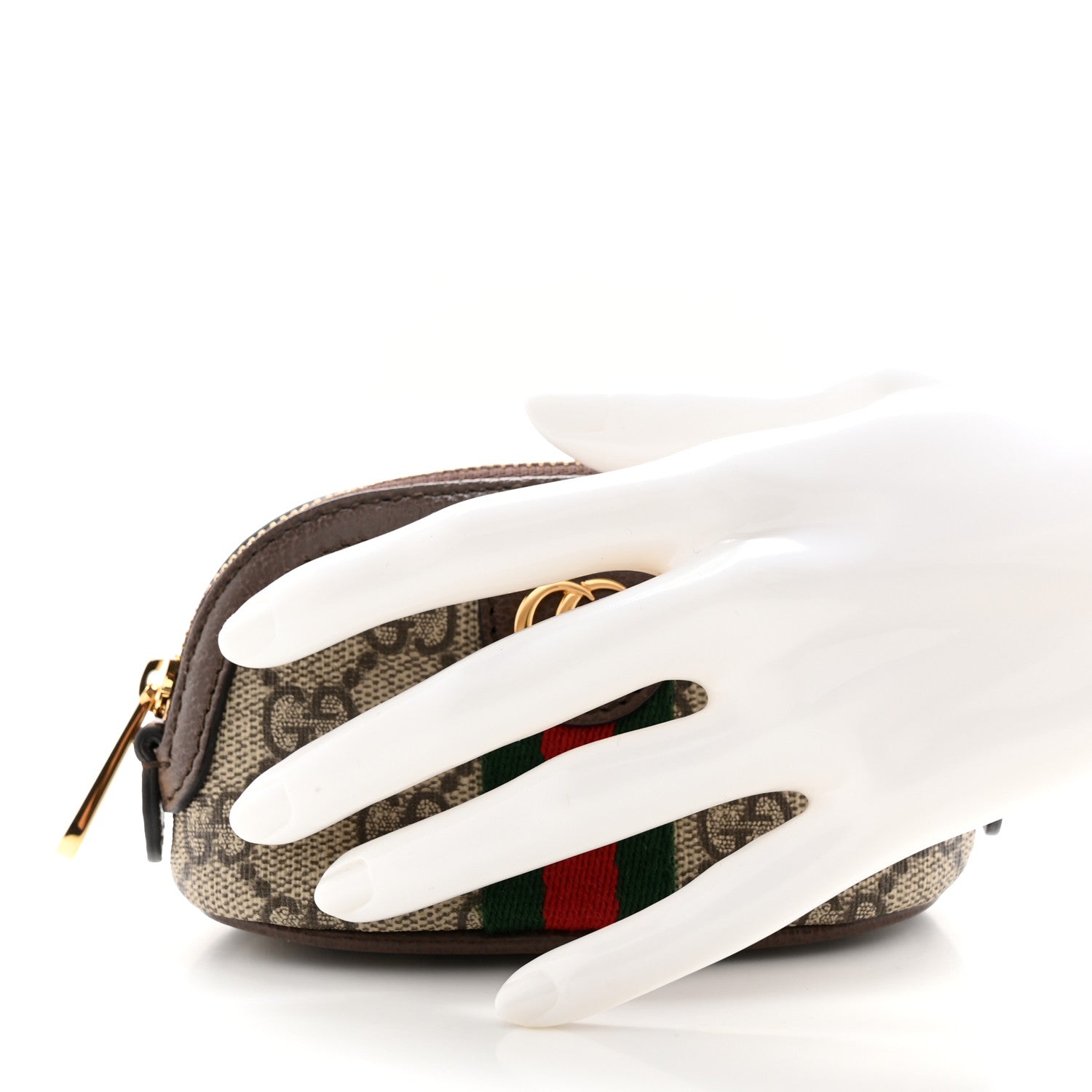Gucci GG Supreme Monogram Web Ophidia Dome Key Pouch Beige New Acero 2 of 7