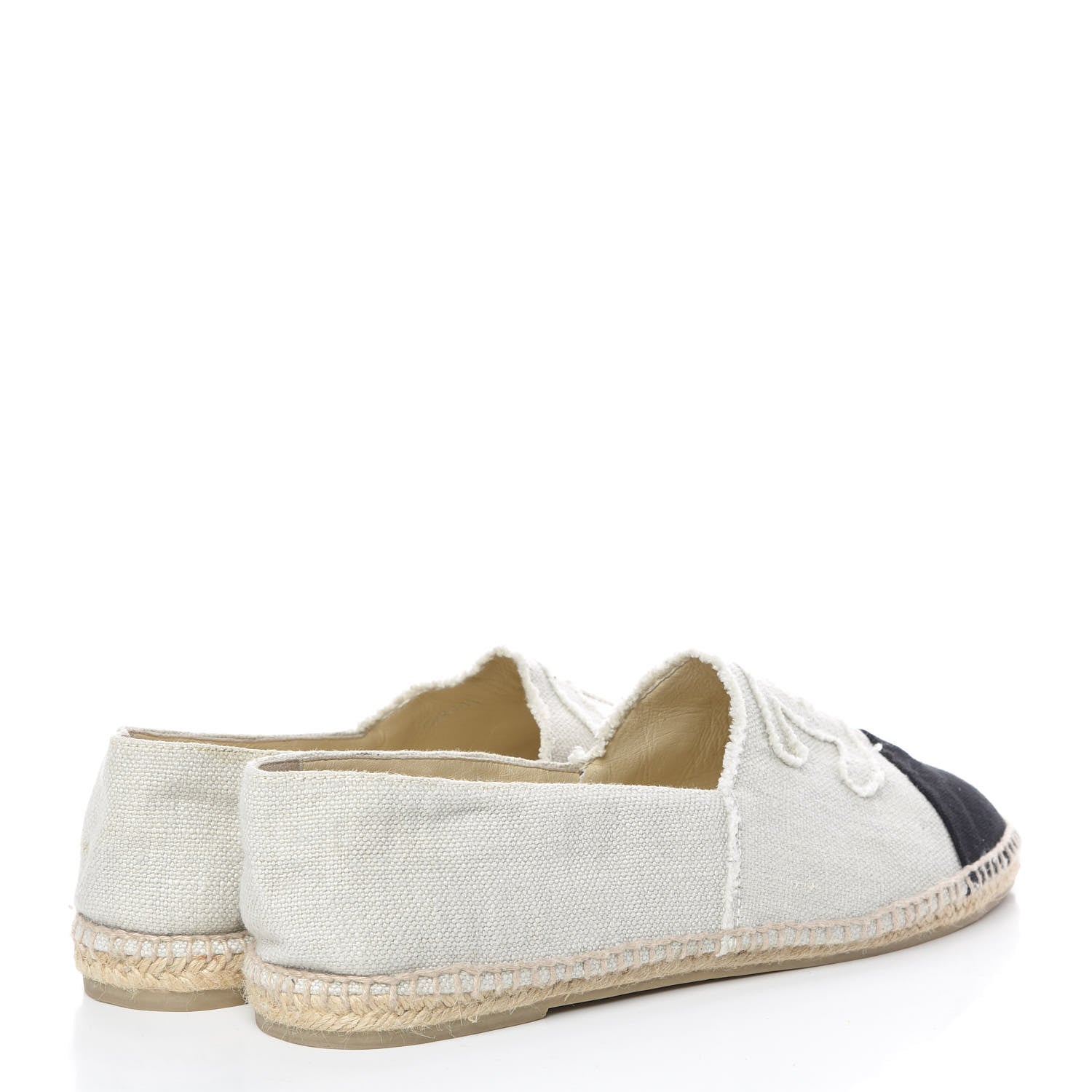 Chanel Toile CC Cap Toe Espadrilles 44 Beige 4 of 10