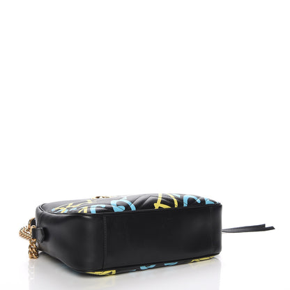Gucci Calfskin Matelasse GucciGhost Medium GG Marmont Chain Shoulder Bag Black New Acquamarine 4 of 7