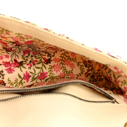 Gucci Cotton Calfskin Matelasse Floral Print Small GG Marmont Shoulder Bag Ivory Pink 5 of 10