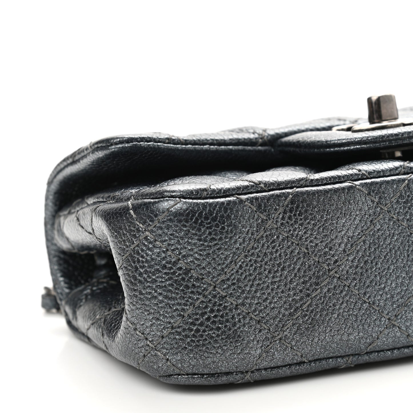 Metallic Caviar Quilted Extra Mini Flap Charcoal