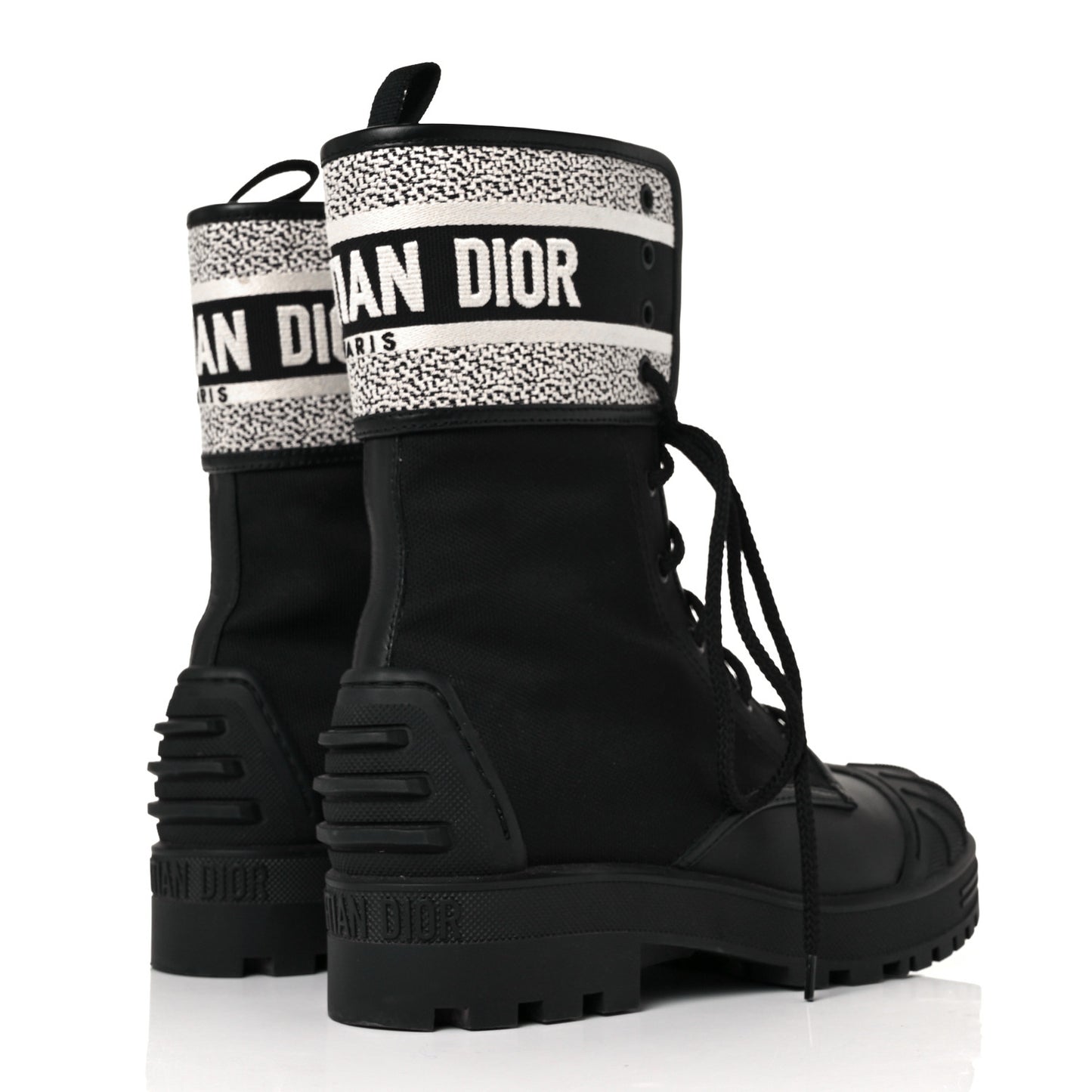 Calfskin Technical Fabric D-Major Ankle Boots 39 Black White