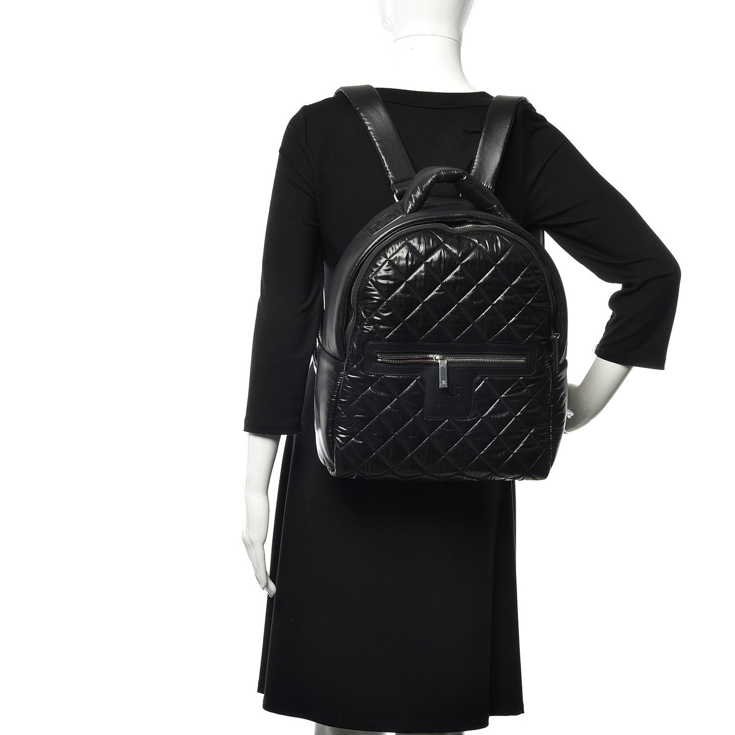 Nylon Quilted Coco Cocoon Backpack Black