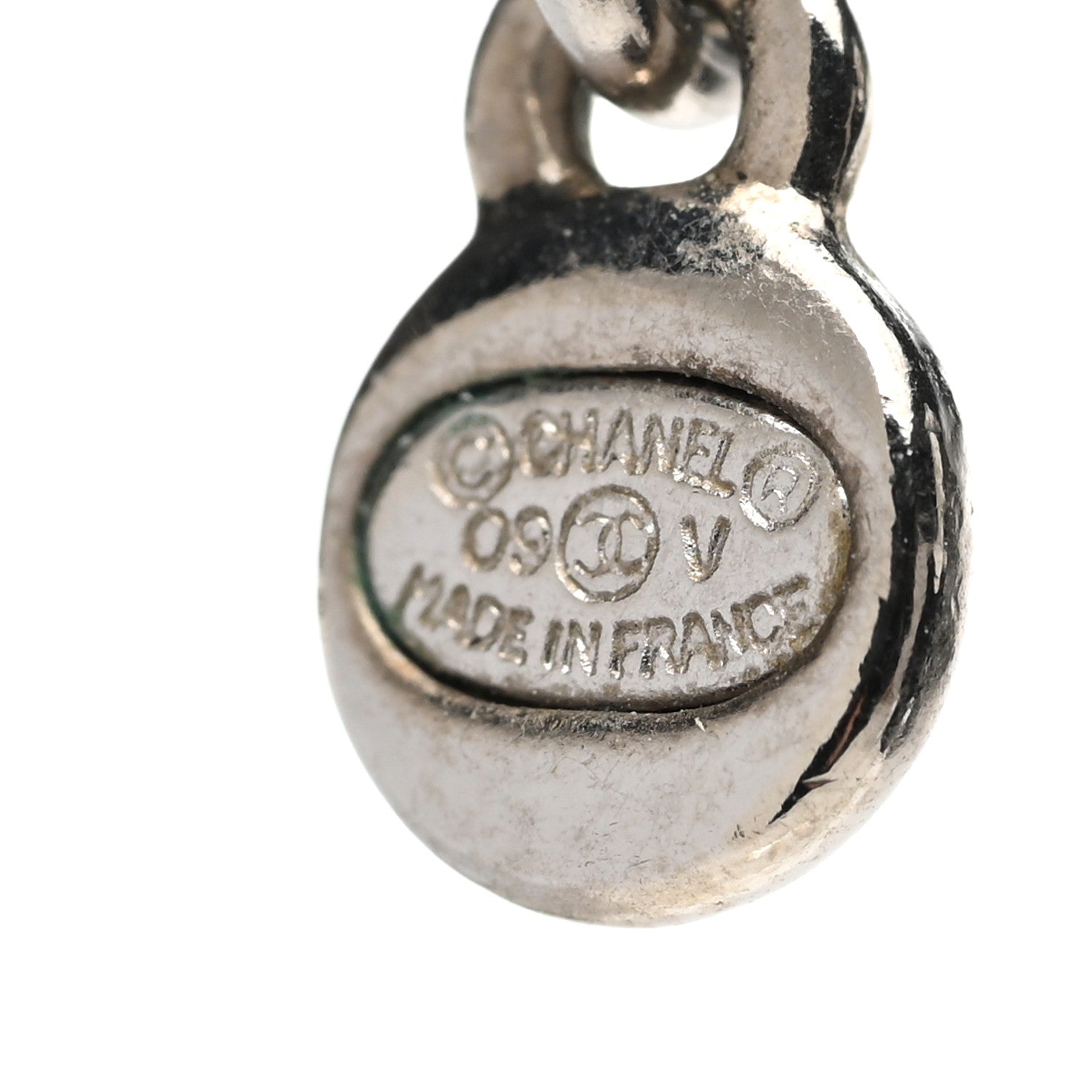 Chanel Crystal CC Drop Pendant Necklace Silver 4 of 6