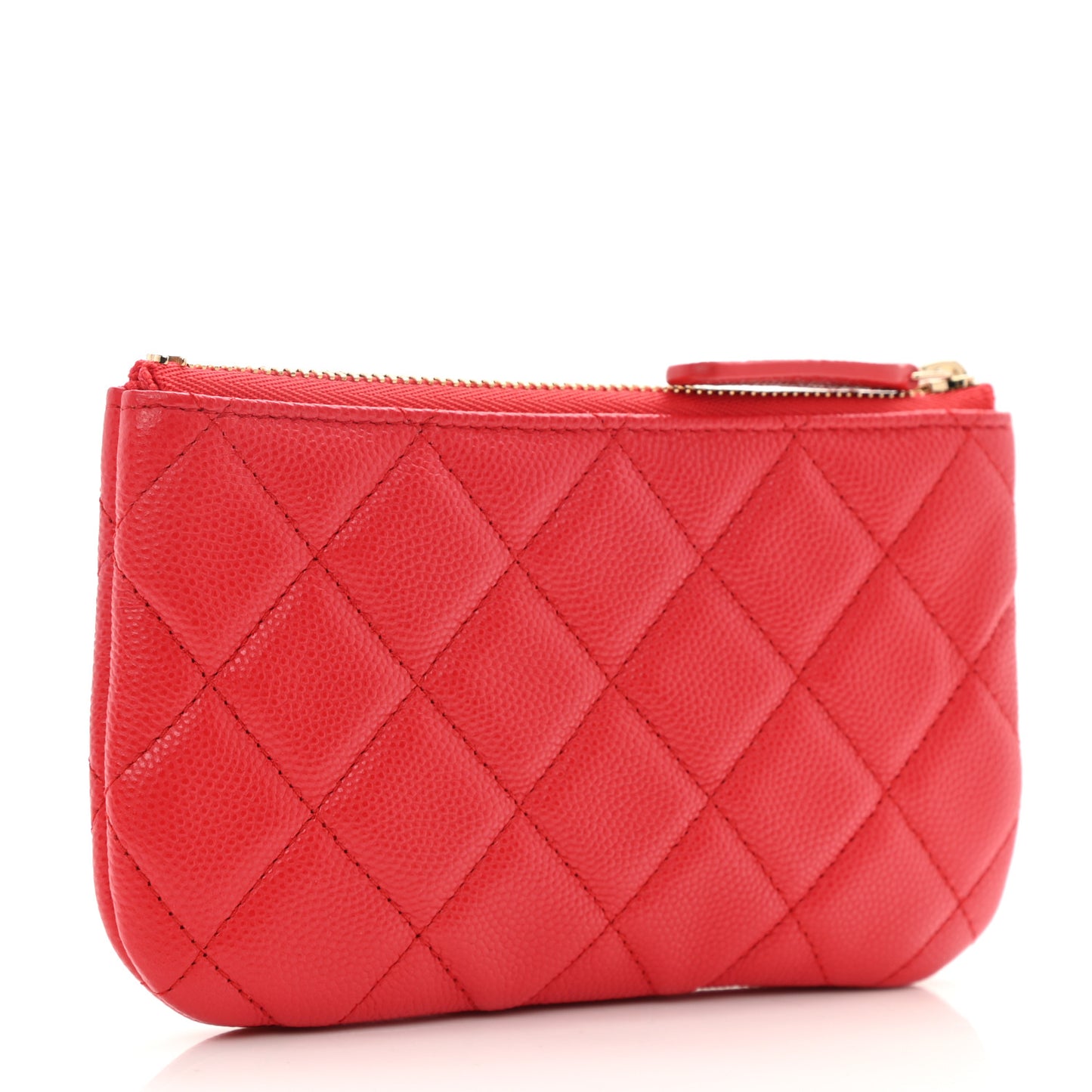 Shiny Caviar Quilted Small Cosmetic Case Red