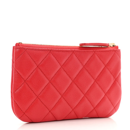 Chanel Shiny Caviar Quilted Small Cosmetic Case Red 3 of 8