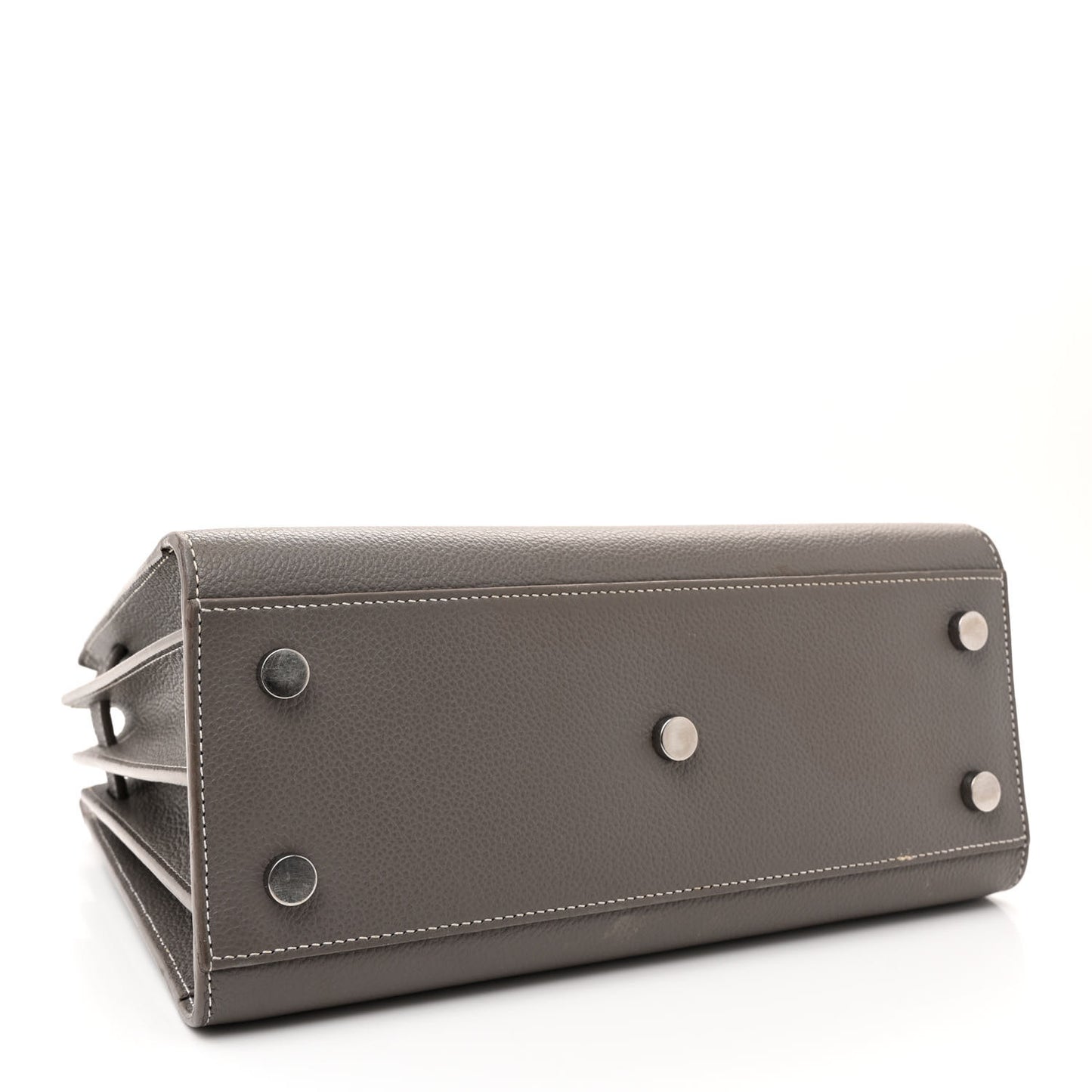 Grained Calfskin Topstich Baby Sac De Jour Grey