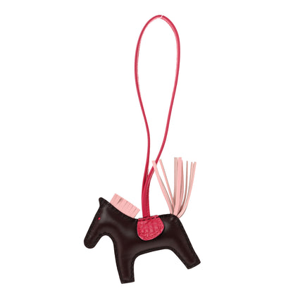 Hermes Milo Lambskin Matte Alligator Touch Grigri Rodeo Horse Bag Charm PM Rouge Sellier Framboise Rose Sakura 1 of 4