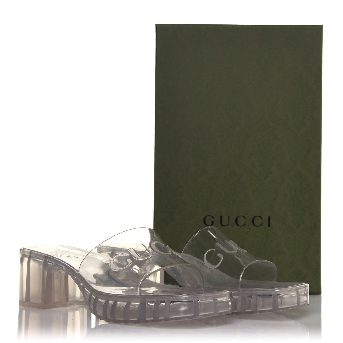 Rubber Gucci Logo Womens Platform 20/60mm Slide Sandals 38 Transparent
