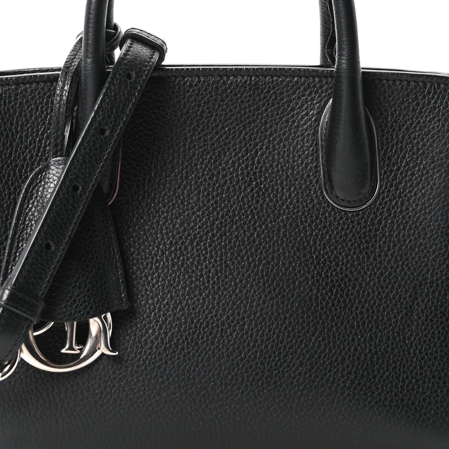 Grained Calfskin Small Open Bar Tote Black