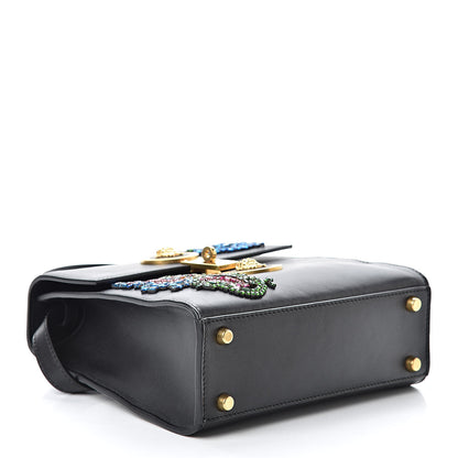 Versace Nappa Crystal Embroidered Alphabet Icon Flap Black 4 of 15