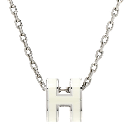 Hermes Lacquered Palladium Mini Pop H Pendant Necklace White 4 of 8
