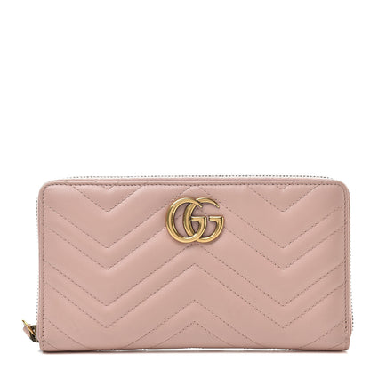 Gucci Calfskin Matelasse GG Marmont Zip Around Organizer Wallet Perfect Pink 1 of 11